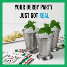 Load image into Gallery viewer, Mint Julep Cups: Stainless Steel Kentucky Derby Glasses, Metal 12 oz Cocktail Glasses, Derby Party Supplies (Set of 2)