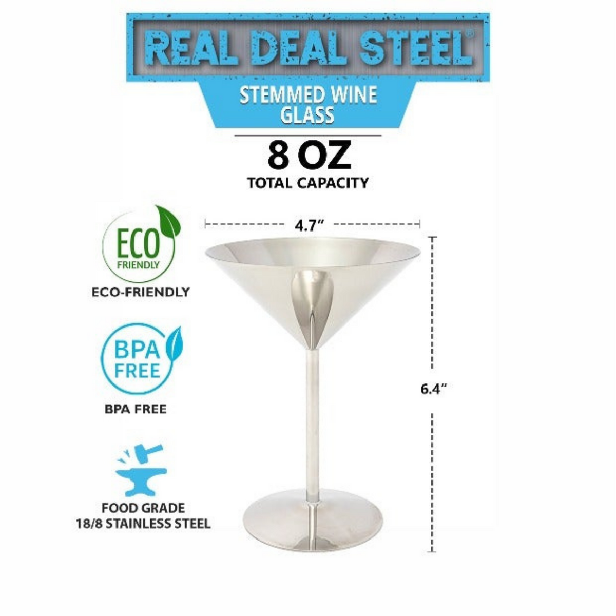 Cheers.US 220ml Stainless Steel Martini Glasses, Real Deal Steel  Shatterproof Metal Cocktail Glasses, Unbreakable, Durable, Mirror Polished  Finish, Unique 