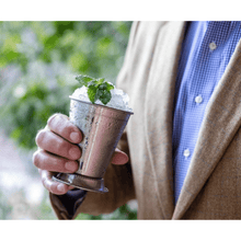 Load image into Gallery viewer, Mint Julep Cups: Stainless Steel Kentucky Derby Glasses, Metal 12 oz Cocktail Glasses, Derby Party Supplies (Set of 2)