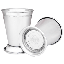 Load image into Gallery viewer, Mint Julep Cups: Stainless Steel Kentucky Derby Glasses, Metal 12 oz Cocktail Glasses, Derby Party Supplies (Set of 2)