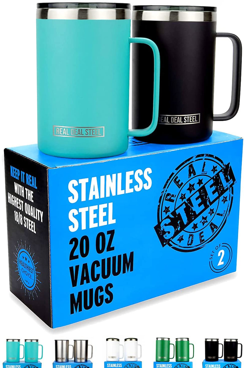 The Instant Classic - 20 OZ Vacuum Insulated Mug Color Black (Set of 2 –  Real Deal Steel