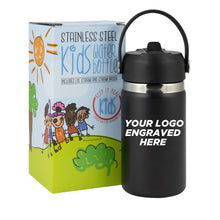 Load image into Gallery viewer, &#39;Keep It Real&#39; Kids Water Bottle - 12 oz (Black)