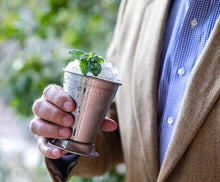 Load image into Gallery viewer, Mint Julep Cups: Stainless Steel Kentucky Derby Glasses, Metal 12 oz Cocktail Glasses, Derby Party Supplies (Set of 4)