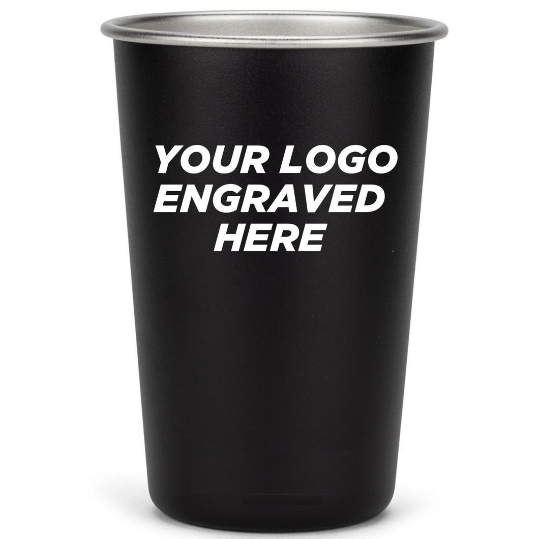 Party Pints - Black Stainless Steel Laser Engraved (Black)