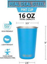 Load image into Gallery viewer, Party Pints - Eco Friendly Stackable Stainless Steel Pint Glasses (Set of 4)