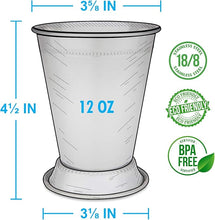 Load image into Gallery viewer, Mint Julep Cups: Stainless Steel Kentucky Derby Glasses, Metal 12 oz Cocktail Glasses, Derby Party Supplies (Set of 4)