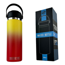 Load image into Gallery viewer, 20 OZ Vacuum Insulated Water Bottle -Fire | BPA Free, Food Grade 18/8 Stainless Steel with Silicone Handle and Straw Cleaning Brush