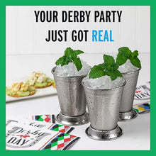 Load image into Gallery viewer, Mint Julep Cups: Stainless Steel Kentucky Derby Glasses, Metal 12 oz Cocktail Glasses, Derby Party Supplies (Set of 4)