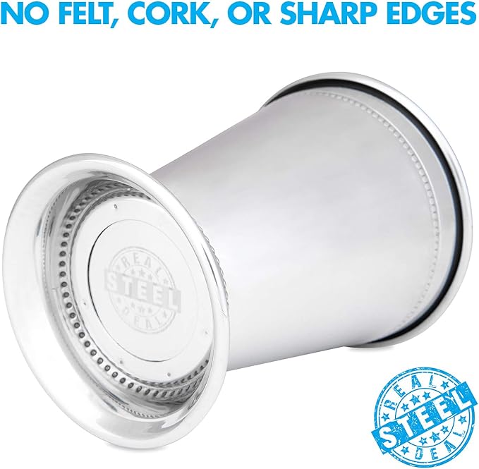 Mint Julep Cups: Stainless Steel Kentucky Derby Glasses, Metal 12 oz Cocktail Glasses, Derby Party Supplies (Set of 4)