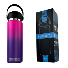 Load image into Gallery viewer, 20 OZ Vacuum Insulated Water Bottle -Pink/Purple | BPA Free, Food Grade 18/8 Stainless Steel with Silicone Handle and Straw Cleaning Brush (Copy) (Copy) (Copy)