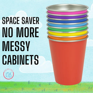 Stainless Steel Kids Cups - Set of 8 (Rainbow (8 Pack))