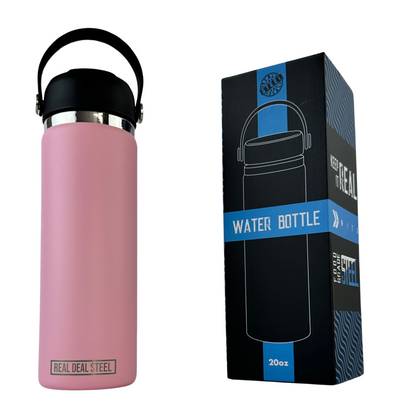 20 OZ Vacuum Insulated Water Bottle -Pink | BPA Free, Food Grade 18/8 Stainless Steel with Silicone Handle and Straw Cleaning Brush (Copy) (Copy) (Copy) (Copy)