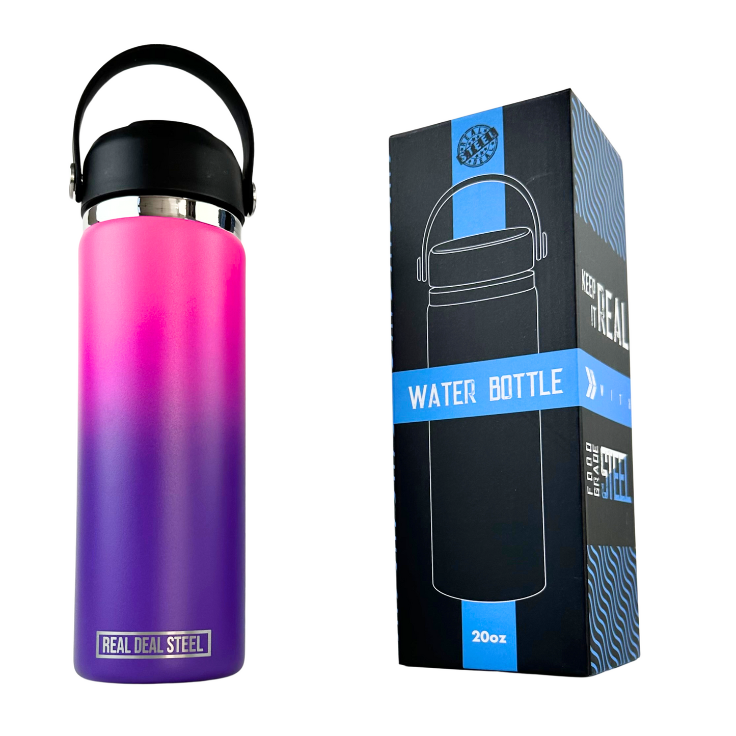 20 OZ Vacuum Insulated Water Bottle -Pink/Purple | BPA Free, Food Grade 18/8 Stainless Steel with Silicone Handle and Straw Cleaning Brush (Copy) (Copy) (Copy)