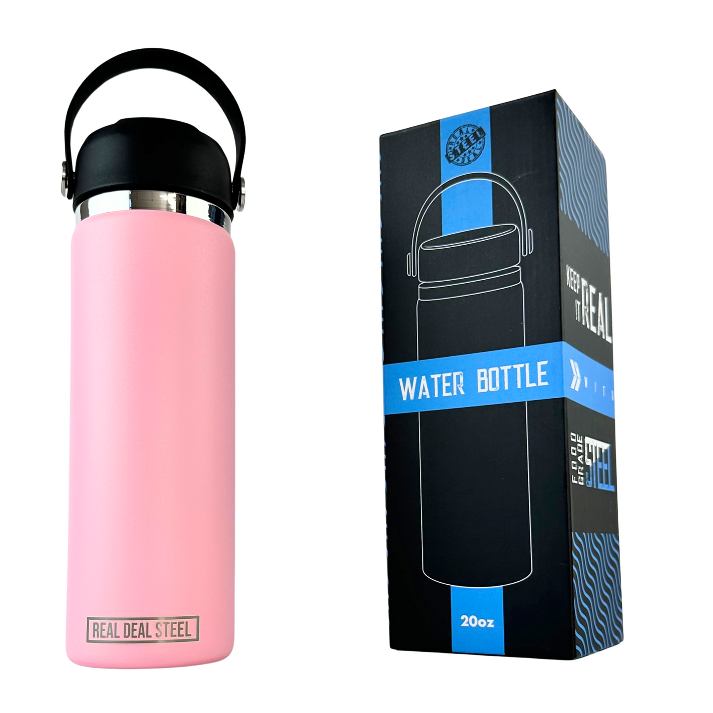20 OZ Vacuum Insulated Water Bottle -Pink | BPA Free, Food Grade 18/8 Stainless Steel with Silicone Handle and Straw Cleaning Brush (Copy) (Copy) (Copy) (Copy)