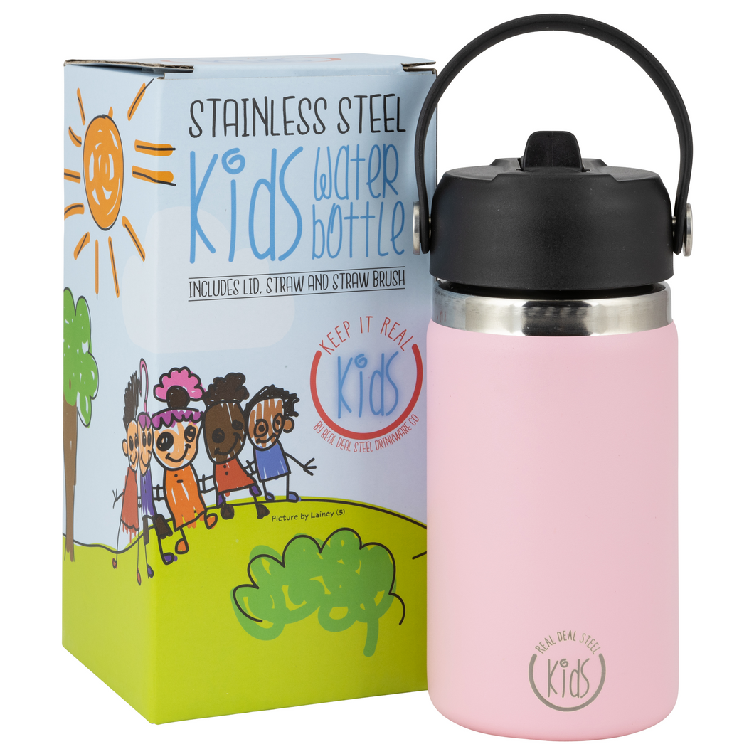 'Keep It Real' Kids Water Bottle - 12 oz (Pink)