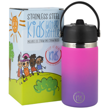 Load image into Gallery viewer, &#39;Keep It Real&#39; Kids Water Bottle - 12 oz (Pink/Purple)