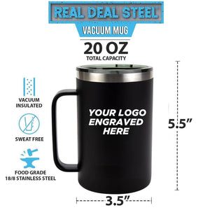 20 OZ Vacuum Insulated Mug (Black) - Customized with Logo or Text