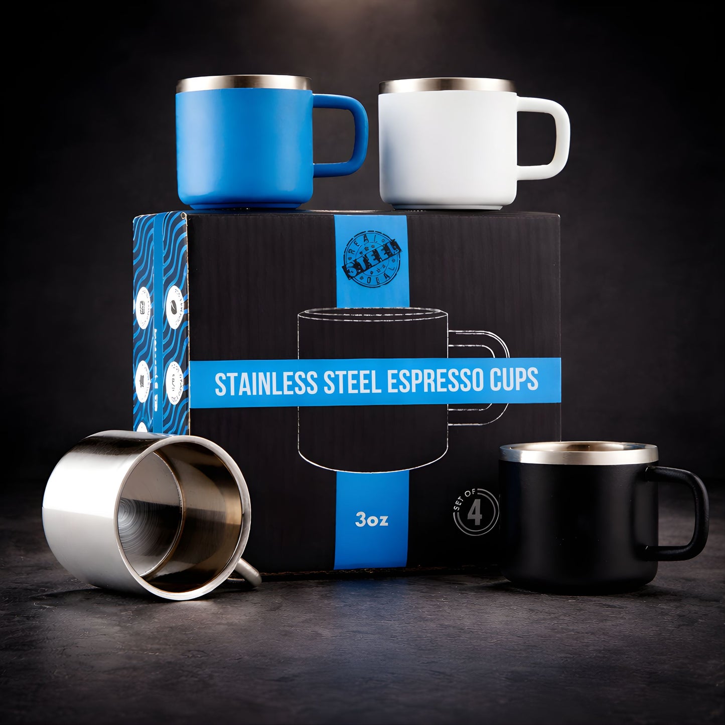 The Little Sipper - Stainless Steel Insulated Espresso Cups (Assorted Color) (Set of 4)