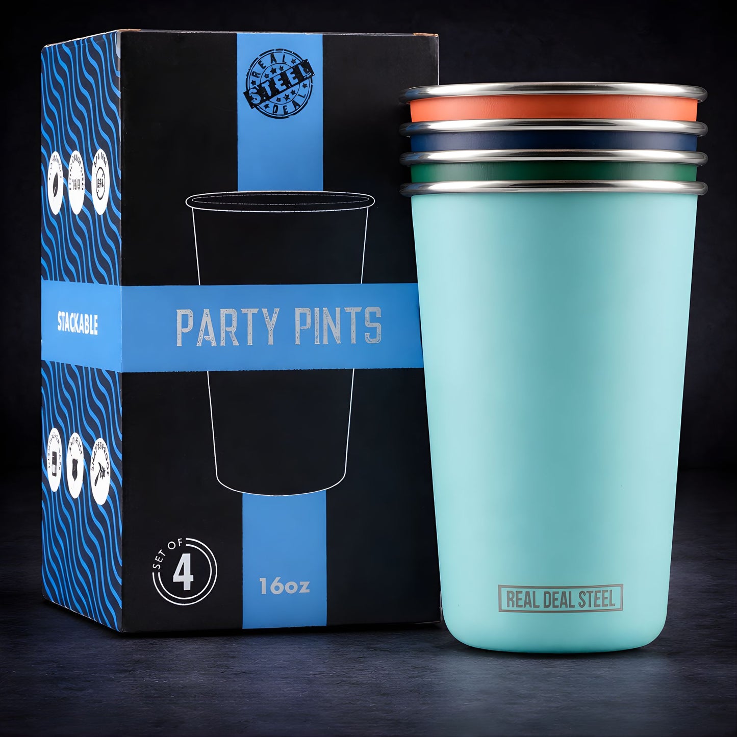 Stack Pint™ - Explorer (Forest, Navy, Live Coral, Teal)