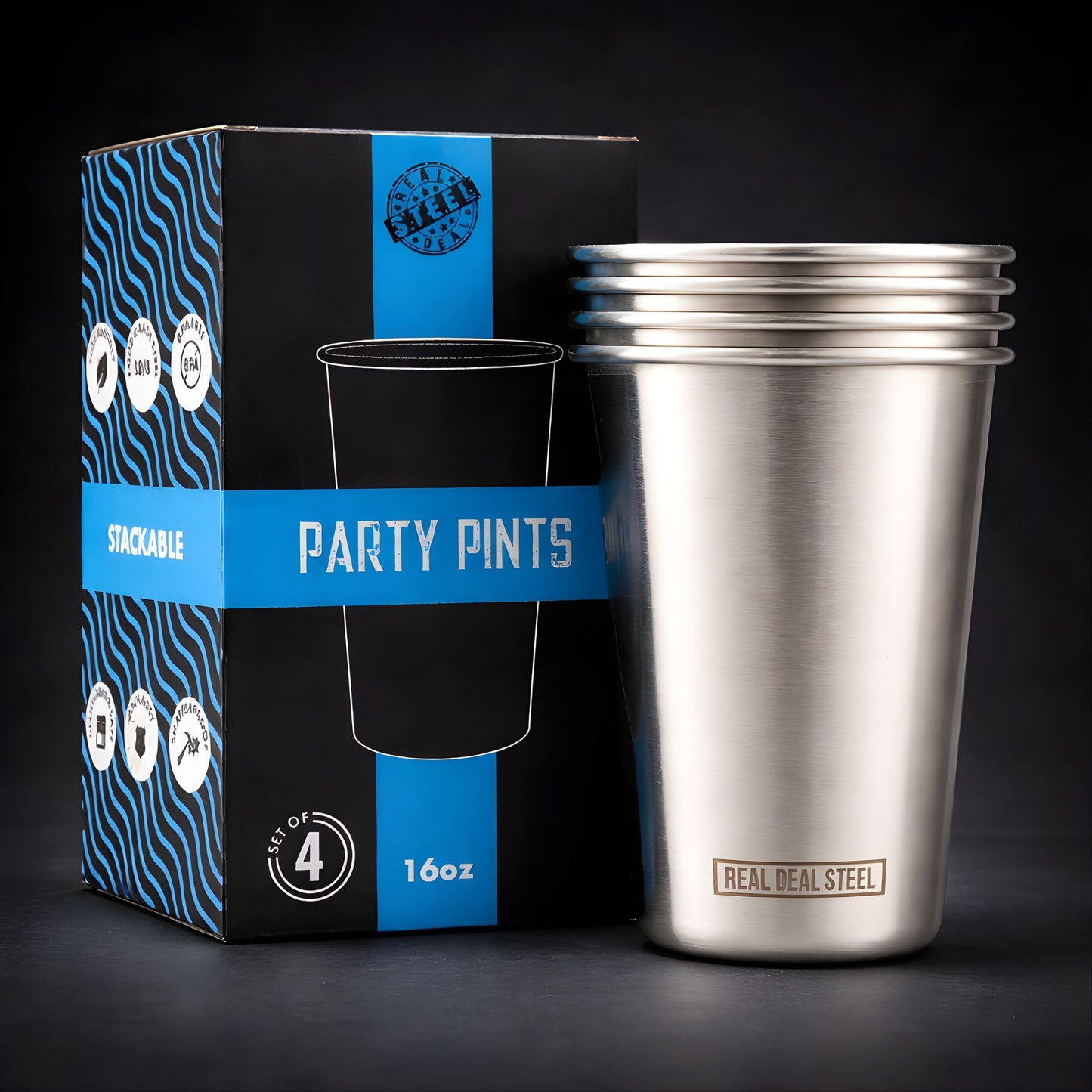 Stack Pint™ - Natural Stainless (4 Pack)