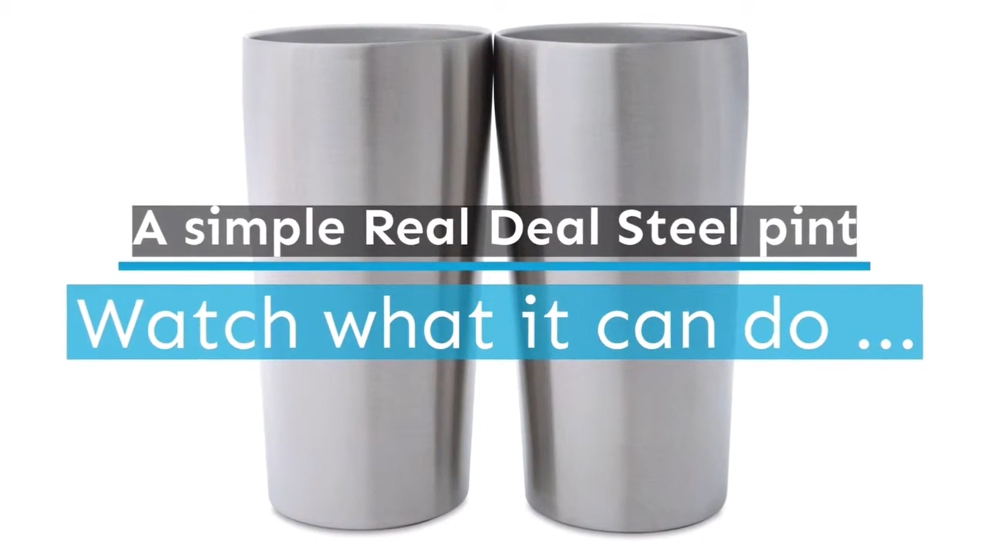 Real Deal Steel Stainless Steel Insulated Beer Tumblers - 4 Pack - Double  Wall Vacuum Pint Glasses - Premium Metal Cups to Keep Drinks Cold (or