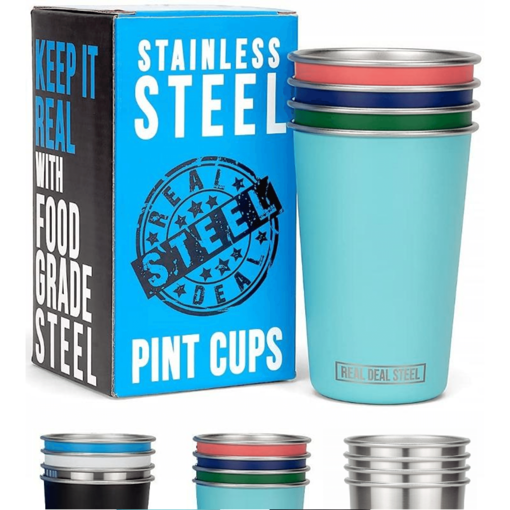 Stainless Steel Cups With Lids, 5 Pack Drinking Glasses 16oz Spill