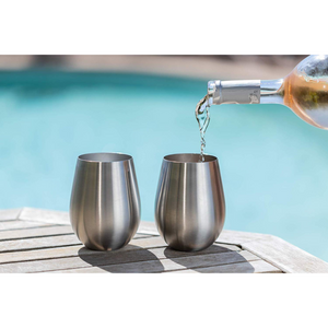 Stainless Steel Large Stemless Wine Glasses Color White (Set of 4)