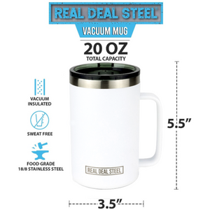 The Instant Classic - 20 oz Vacuum Insulated Mug Color White (Set of 2)