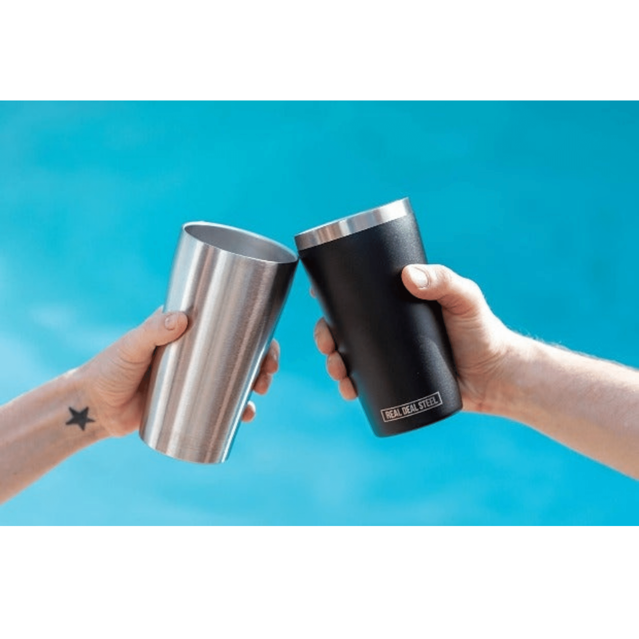  Real Deal Steel Party Pints: 16 oz Pint Cups, Stackable  Tumblers, Eco Friendly Premium Metal Drinking Glasses : Health & Household