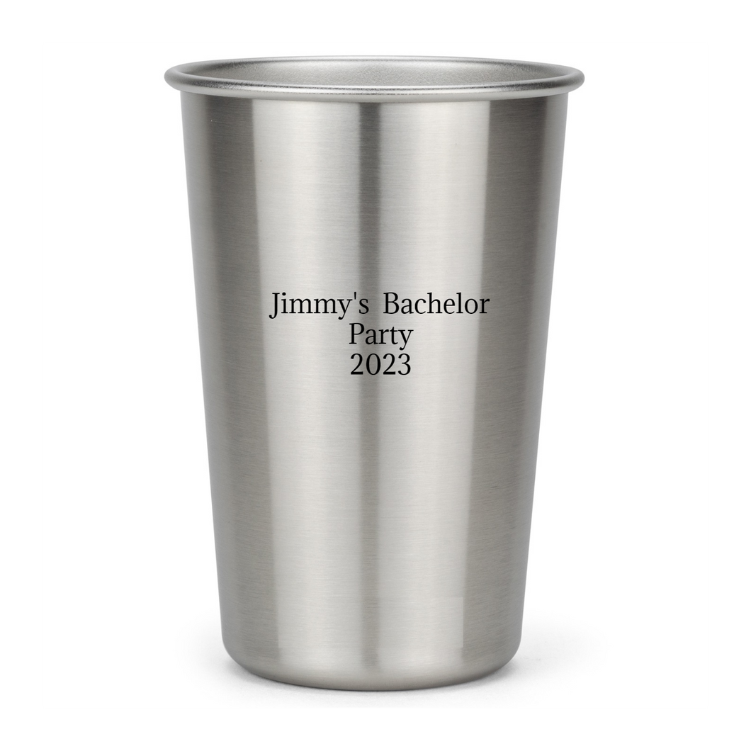 Party Pints (Quantity 100) - Natural Stainless Steel Laser Engraved