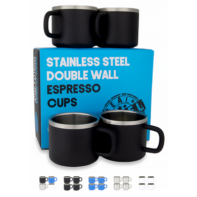 The Little Sipper - Stainless Steel Insulated Espresso Cups (Black) (Set of 4)