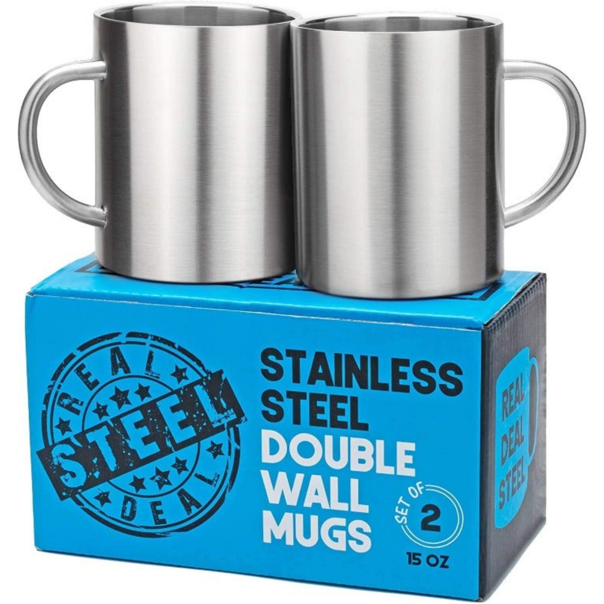 Double Walled Stainless Steel Thermal Mugs (Set of 2)