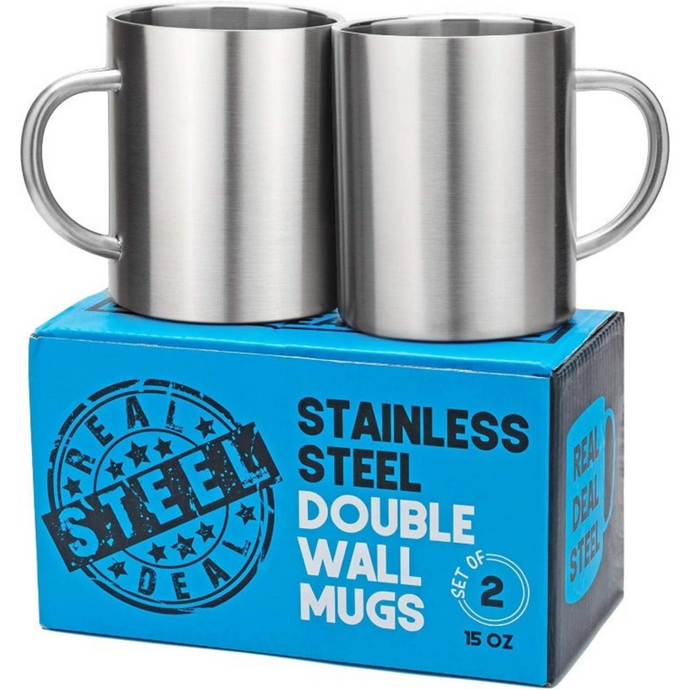 The Classic - Stainless Steel Coffee Mug - Insulated Mugs (Set of 2)