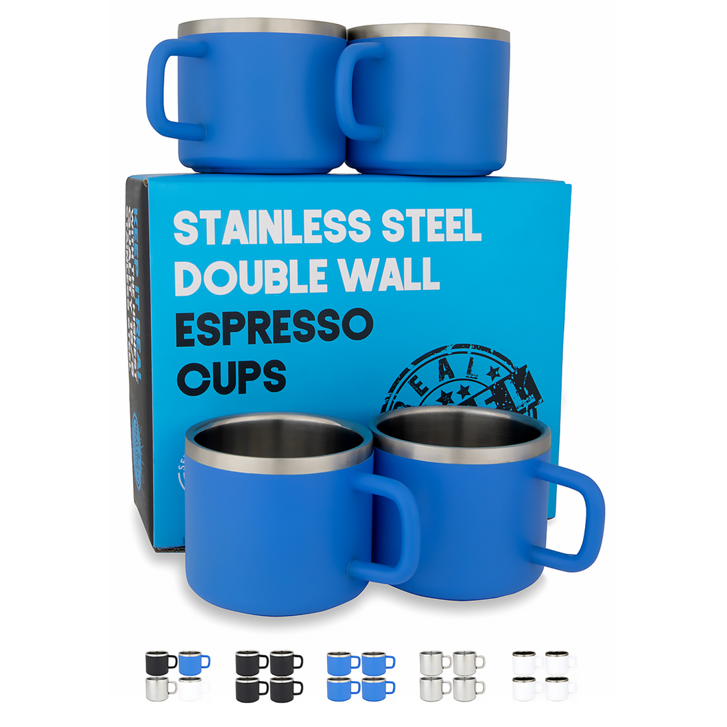 The Little Sipper - Stainless Steel Insulated Espresso Cups (Blue) (Se –  Real Deal Steel