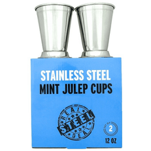 Load image into Gallery viewer, Mint Julep Cups: Stainless Steel Kentucky Derby Glasses, Metal 12 oz Cocktail Glasses, Derby Party Supplies (Set of 2)