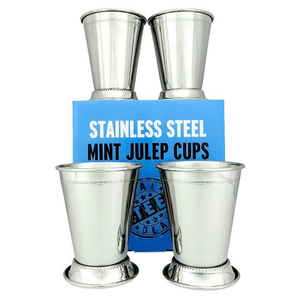 Mint Julep Cups: Stainless Steel Kentucky Derby Glasses, Metal 12 oz Cocktail Glasses, Derby Party Supplies (Set of 4)