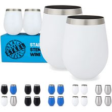 Load image into Gallery viewer, Stainless Steel Large Stemless Wine Glasses Color White (Set of 4)