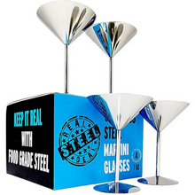 Load image into Gallery viewer, Stainless Steel Martini Glasses: 8 oz Shatterproof 18/8 Mirror Polished Finish (Set of 4)