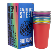 Load image into Gallery viewer, Party Pints - Eco Friendly Stackable Stainless Steel Pint Glasses (Set of 4)