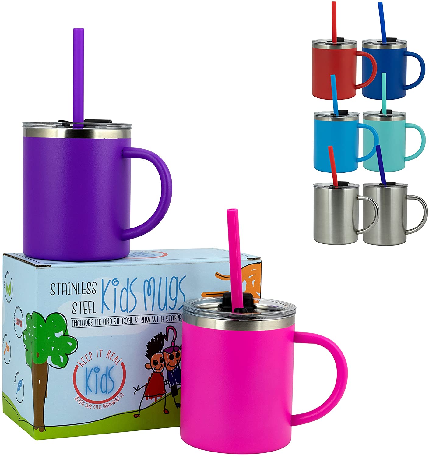 2 Mugs Purple and Pink Made in USA Non Toxic Lead Free Free